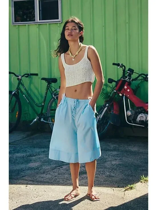 NWT Free People Menorca Slouchy Capris Shorts Small - Picture 1 of 4